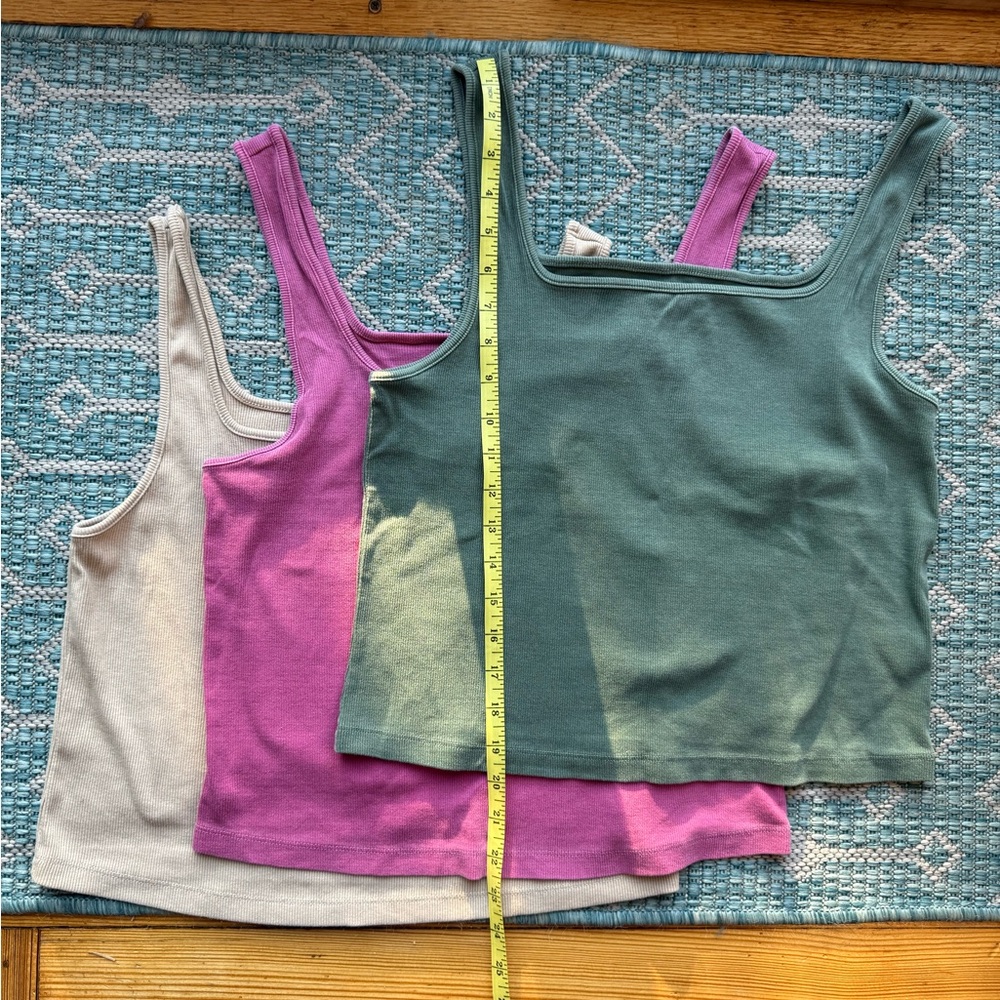 Old Navy Crop Tank Tops 4- Green, Pink, Cream and bonus chocolate brown